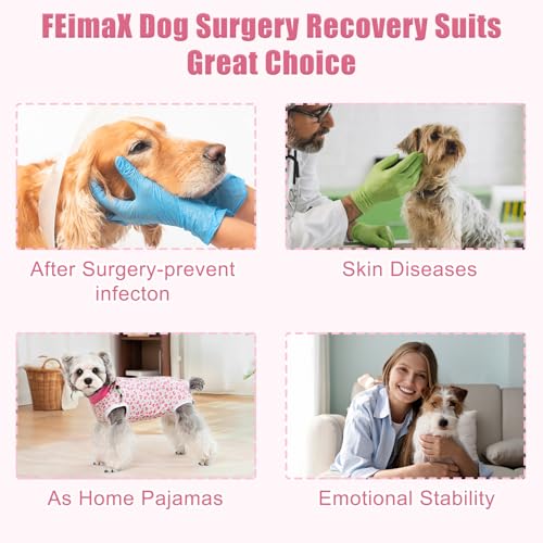 Image of FEimaX Dog Surgery Recovery Suit Female and Male Spay with Pee Hole, Pet Body Suits for Puppy After Spayed, Neuter Surgical Onesie for Small and Medium Dogs Cats, Alternative Bandages E-Collar & Cone