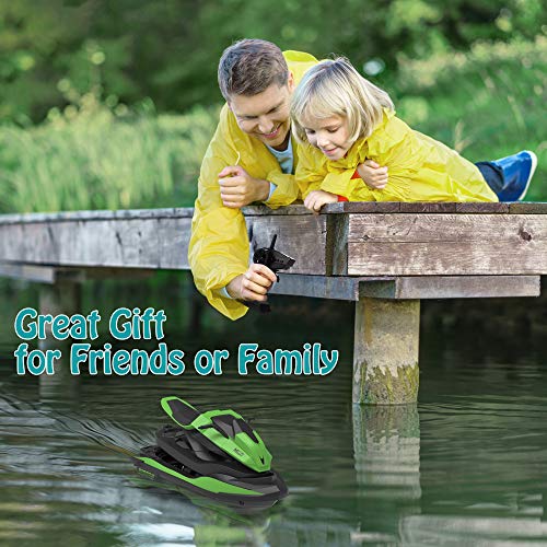 Remote Control Boat, 1:14 Scale 2.4Ghz High Speed RC Racing Boats for Pools and Lakes, Dual Motor, Low Battery Alarm, Speed Switch, Watercraft Toy for 14+ Kids, Green - Thumbnail 6