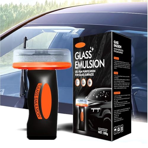 Glass Oil Film Remover for Car Car Glass Oil Film Remover Glass Emulsion Cleaner Handheld Car Glass Cleaner Oil Film Cleaning Brush Removes Oil Film & Smudges