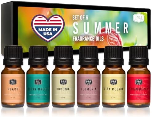 P&J Trading Summer Set of 6 Fragrance Oils - Peach, Strawberry, P...