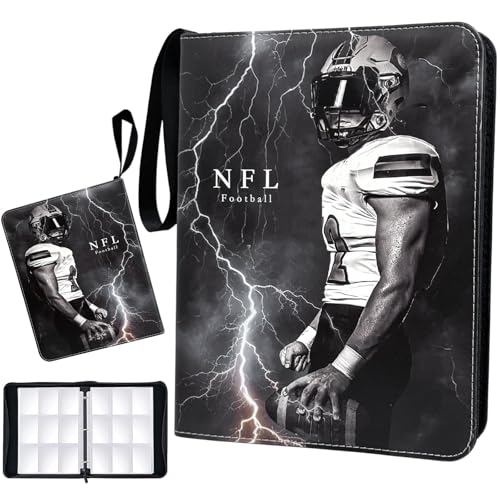 Football Card Binder 900 Pockets Trading Card Binder 9 Pocket with 50 Removable Sleeves Fits 900 Sport Cards 3 Ring Card Holder Binder with Zipper Collector Storage Album