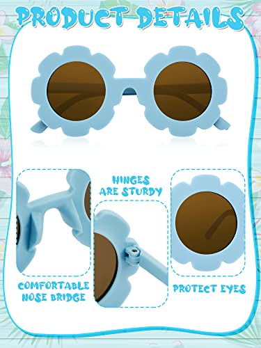 Xuhal 50 Pairs Kids Flower Sunglasses Cute Round Sunglasses Toddler Groovy Circle Glasses Colorful Eyewear for Baby Girls Boys Beach Outdoor Sports Party Favors3