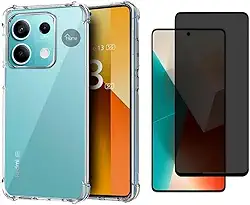 [KIT] Capa Capinha Premium Anti-Impacto Transparente + Película de Privacidade 3D para Xiaomi Redmi Note 13 5G