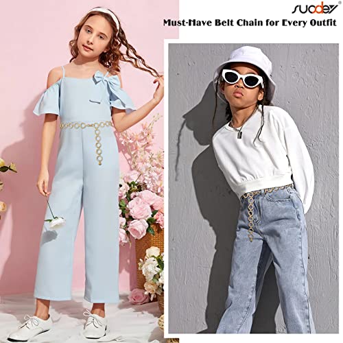 SUOSDEY Kids Metal Waist Chain Belt, Shiny Adjustable Chain Waist Belt for Girls Dress, Skirts, Jumpsuit, 31.5 Inches Long2