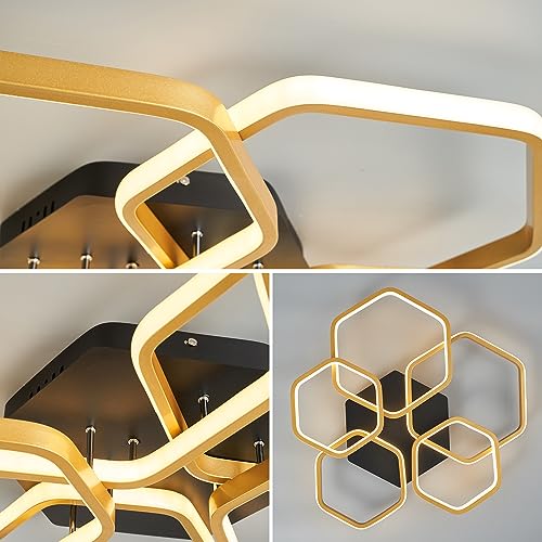 Plafonnier LED moderne hexagonal dimmable 52W à 80W avec télécommande