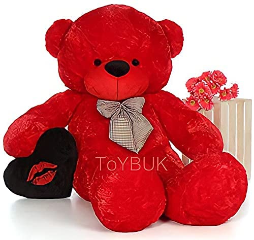 4 Feet Soft Toy – Red Plush Gift for Birthday, Valentine, Wife, Girlfriend, Kids (Big Size, (4 Feet, Red)