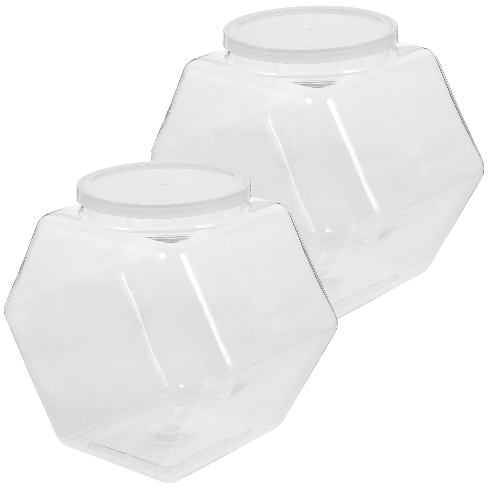 2 pezzi Barattoli Esagonali Trasparenti in Plastica Coperchio Twist Contenitori per Zucchero Biscotti e Snack Resistenti e Facili da Pulire per Uso Domestico