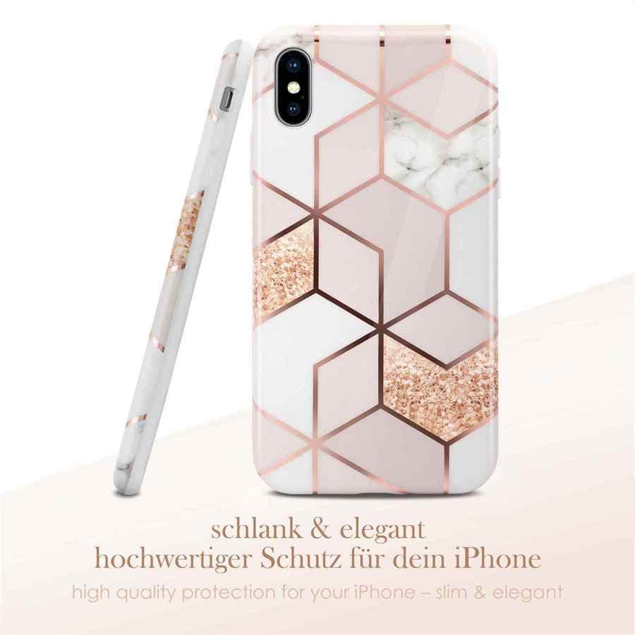 Coque iPhone X silicone antichoc marbre pailleté compatible XS Devotion - 3