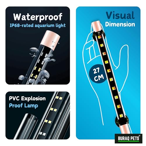 Image of Buraq Mix Color Aquarium Fish Tank Light-For Making Your Fish Tank Superior|Waterproof Ip68 Rated|Light Fully Submersible Decorative Lamp (Can Be Used Up To 2.5 Ft Tank,Mix Color) - Glass,Led