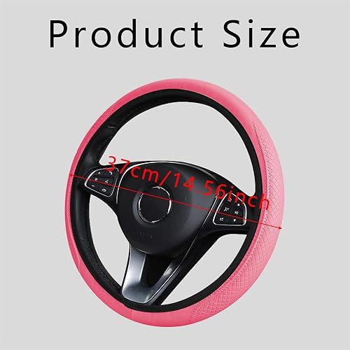 Miniatura 6 de Funda para volante de automóvil, funda de cuero para volante de automóvil, funda antideslizante para volante, protector universal de 15 pulgadas
