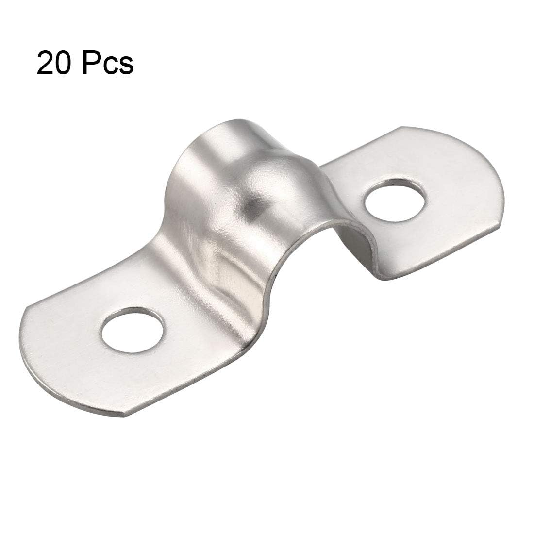 TA-VIGOR 20Pcs Rigid Pipe Straps, 8mm 2 Holes Stainless Steel Tension Tube Clip Clamp - Image 3