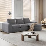 Sofá modular esquinero con chaise longue de 251 x 160 x 81 cm, sofá de 3 plazas en forma de L, sofás de chenilla con elementos curvos y tumbona, sofá combinado modular en L, color gris
