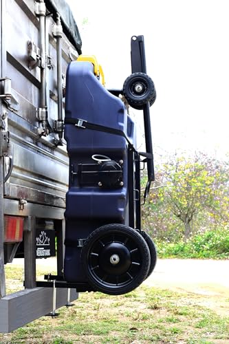 Image of RV Bumper Mount Tote Tank Holder Carrier Heavy Duty Steel Support with Straps