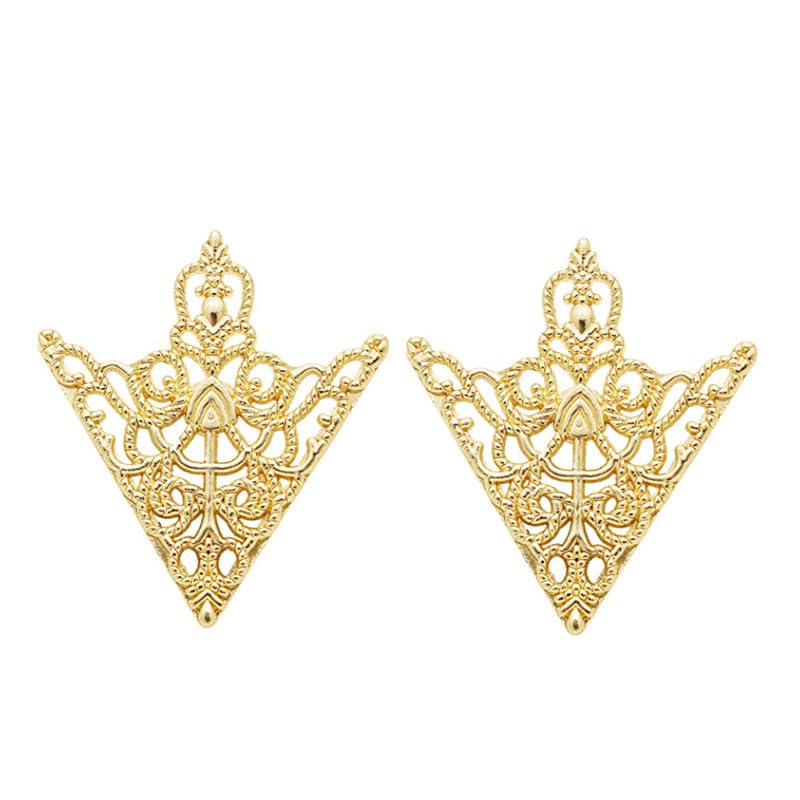Image of coadipress 2PCS Retro Hollow Triangle Collar Pins Brooch for Men Women Hollow Floral Shirt Suit Clothing Collar Angle Decoration Parts