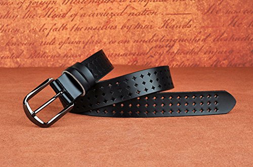 Vonsely Genuine Leather Belts For Women Hollow Out Design, Soft Leather Womens Belts With Pin Buckle, Black Leather Belt #TOP4