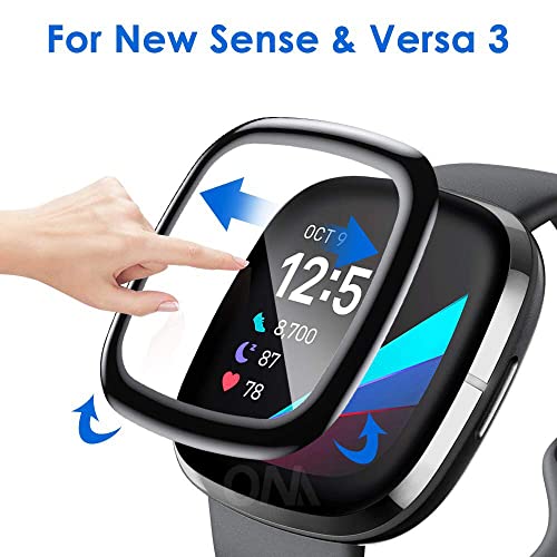 Navor 4-Pack Screen Protector Compatible With Fitbit Sense/Versa 3, Full Coverage Scratch Resistant Waterproof Screen Protective Cover For Smart Watch #TOP3