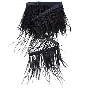 GORGECRAFT 2 Yard Straußenfeder Fransenborte Schwarz