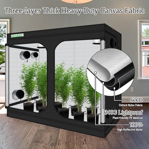 Image of zazzy 8x4 Grow Tent, 96 inchx48 x78 600D Mylar Plant Growing Tents