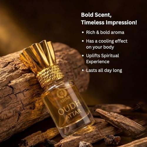 Image of Tatha Oudh Attar 6 ml | Natural Oud Perfume Oil | Alcohol-Free Long Lasting Fragrance | Aged in Sandalwood Oil | Unisex Ittar for Men & Women