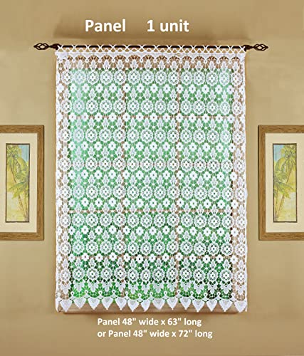 Panneau médaillon en macramé blanc rideau court fenêtre 160 cm