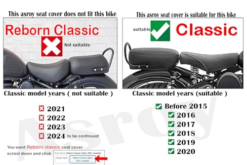 Image of Asroy Bike Seat Cover Compatible with Classic Models | Artificial Indian Leather with High 28-Density Sponge | (Fits Classic Models Before 2021)