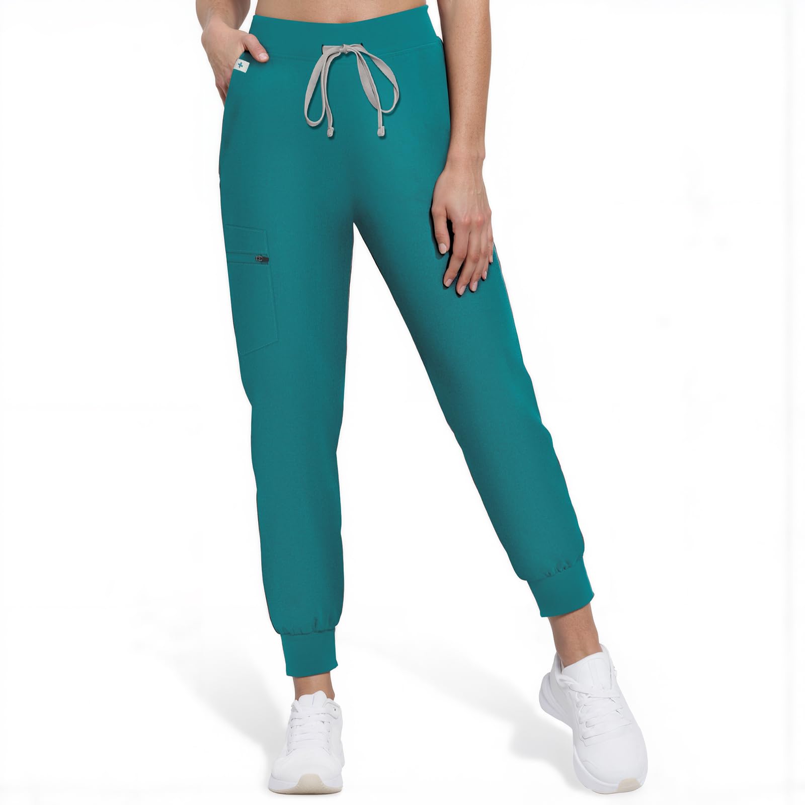 Anwrtuk Medizinische Scrub-Hose für Frauen, Scrub-Hose, medizinische Arbeitshose mit Kordelzug in der Taille und Seitentasche mit Reißverschluss
