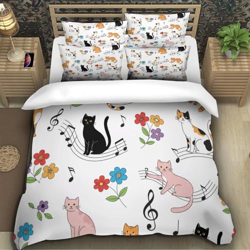 Housse de couette confortable imprimé chat pour des nuits douces