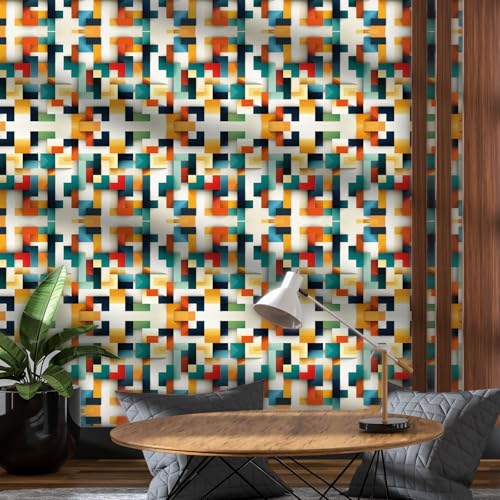 LZH-LP Selbstklebende Tapete mit Farbigem Mosaik, 44x300CM Abziehbar Vinylfolie Für Wohnzimmer Schlafzimmer Küche Wandschränke Dekoration – Ansicht 5