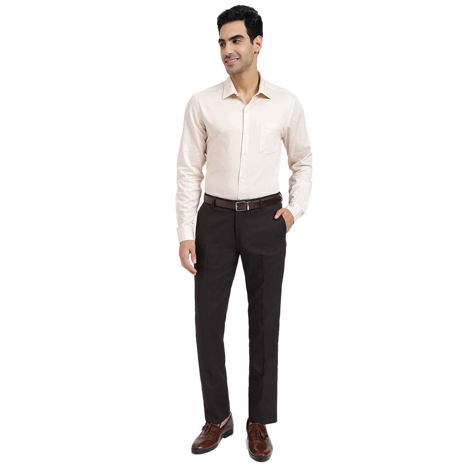 arrow Men's Mid Rise Solid Tailored Fit Polyester Formal Trouser-picture-24