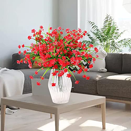 Binduo 6 Pcs Artificial Flowers Fake Plants Faux Outdoor Plastic Daffodil Flower Uv Resistant Hanging Planter Plant For Garden Patio Kitchen Window Box Wedding Farmhouse Decor (Red) #TOP1