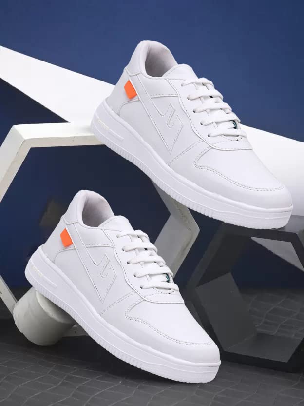 CLYMB QRT Men's White Mesh Lace-Ups Walking/Outdoor Running Sports Shoes