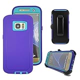 Galaxy S7 Edge Case, Harsel® Defender Series Heavy Duty High Impact Tough Rugged Scratch Resistant Military with Belt Clip Case Cover for Galaxy S7 Edge (Purple Teal)