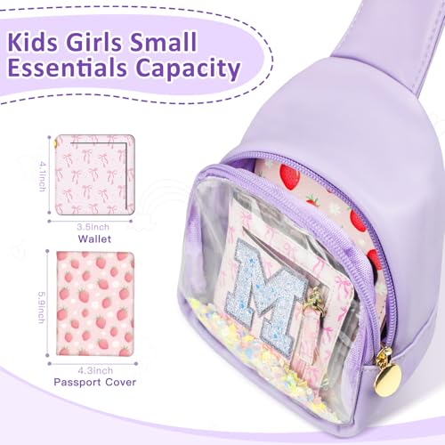 Image of Personalized 2 3 4 5 6 Year Old Girls Birthday Gift Ideas Kindergarten Graduation Gifts, Purple Toddler Kids Purse Sling Bag Crossbody Preschool Little Girl 2-4 3-5 4-6 Cute Stuff Initial M