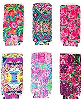 Baxendale's Slim Can Cooler Sleeve for Beer Or Energy Drinks Cute Floral 6-Pack
