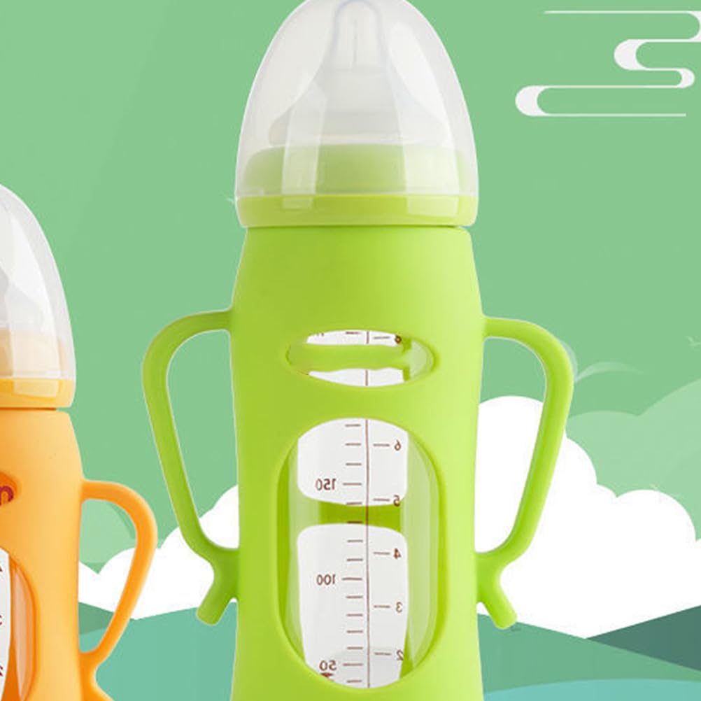 2 Pièces Housse de Biberon Anti-Brûlure en Silicone - Manchon et Couvercle de Protection pour Bouteille de Lait (160 ML + 240 ML)