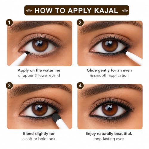 Image of REEN NATURALS Kajal Stick | 100% Natural Ayurvedic & Herbal | Traditional Lamp Black Method | Gentle & Chemical-Free | Eye Kajal | Eyeliner & Eyebrow | Water-Proof and Smudge Proof