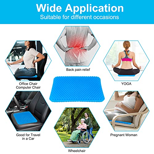 Kanglesdip Gel Seat Cushion For Long Sitting - Non Slip Orthopedics Gel Cushion For Tailbone Pain Relief - Office Chair Wheelchair Car Seat Cushion - Sciatica & Hemorrhoid Relief - Egg Seat Gel #TOP4