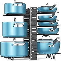 Ordora 8 Tier Pot Rack with 3 DIY Methods, Adjustable Pan Organizer Rack
