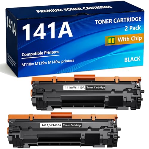 Image of APRONE 141A Black Toner Cartridges 2-Pack with Chip | Compatible for HP 141A W1410A 141X Toner Cartridge for M110w MFP M139w M140w Printer