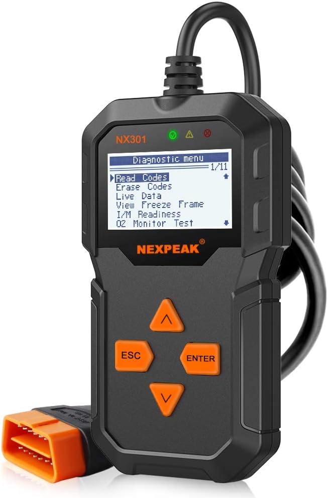 OBD2 Reader NEXPEAK NX301 Universal OBDII Car Diagnostic Scanner Tool for Car Engine OBD2/EOBD Diagnostic Scanner Automotive Engine Fault Code Reader CAN Scan Tool Black