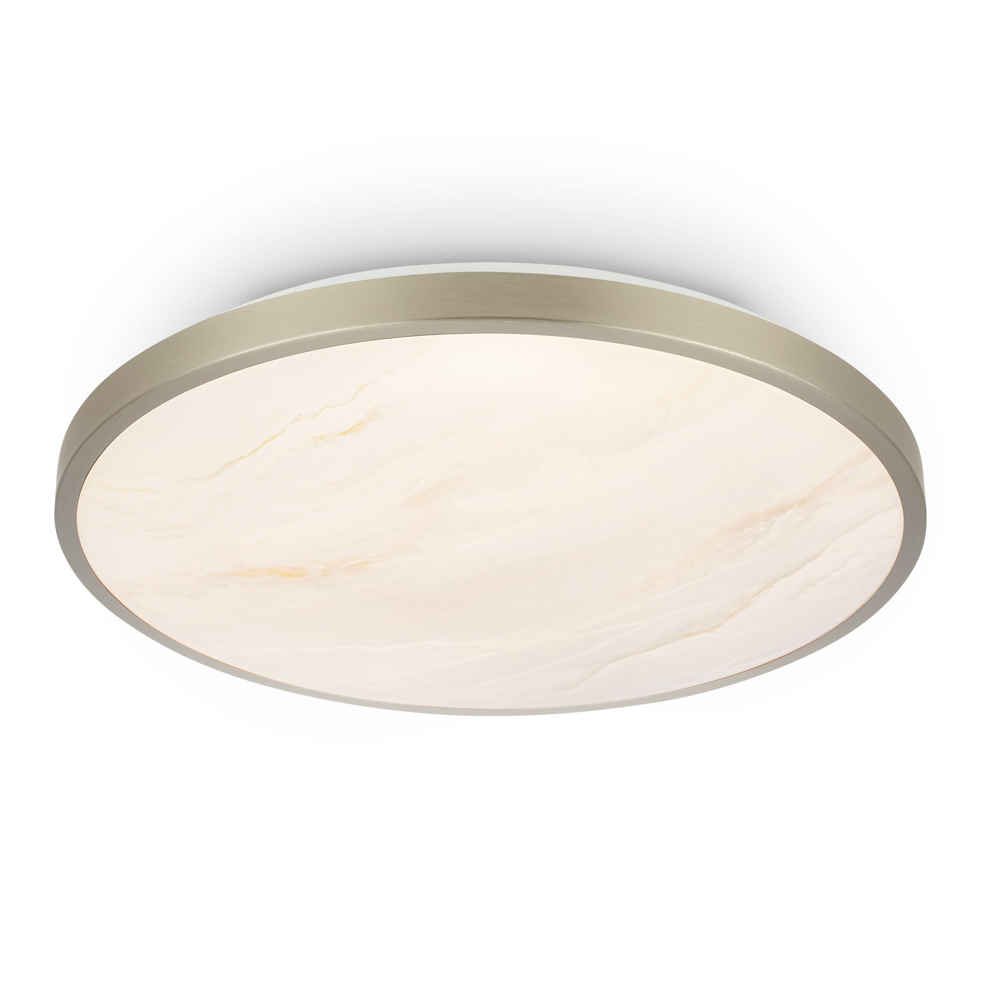 BRILONER - LED Ceiling Light, Warm-White 3000K, Decorative Alabaster Design, 17.5 W Module at 2400lm, Ceiling Lights Living Room, LED Lights for Bedroom, Kitchen Light, 33 x 6 cm, Nickel Matt