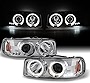 AKKON - For GMC Sierra Yukon Denali Pickup Chrome Halo Ring LED Projector Replacement Headlights Left/Right Pair