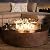 COSIEST Outdoor Propane Fire Pit Coffee Table w Bronze 42 inch Round Base Patio Heater, Certified, 50,000 BTU Stainless Steel Burner, Wind Guard, Transparent Gray Fire Glass, Waterproof Cover