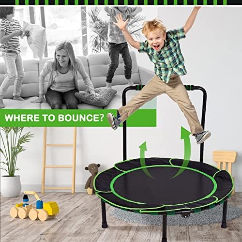 Trampoline for Kids Jumping Fitness Mini Trampoline with Adjustable Handle Foldable Trampoline for Indoor Outdoor (Whirlwind)