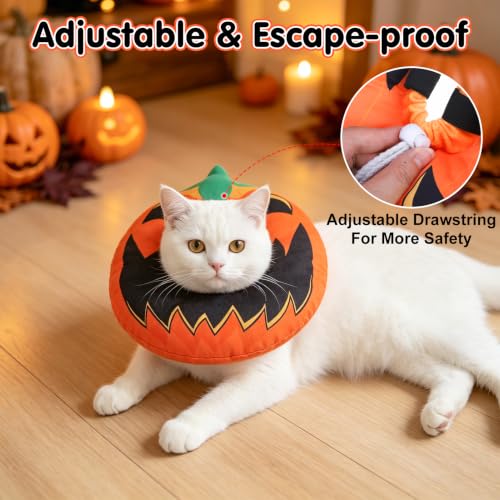 Image of BEAUTYZOO Cat Cone Collar Soft, Cat Donut Recovery Collar After Surgery to Stop Licking, Kitten E Collars Neck Pillow Cone for Cats, Adjustable Elizabeth Pet Collars for Puppy Small Dogs, Pumpkin S