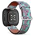 CJBROES Replacement Leather Watch Band, Compatible with Fitbit Versa 3 and Fitbit Sense of Wristband Bracelet Accessory - Endless Texture