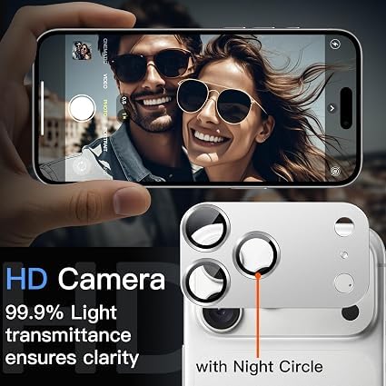 Image of Ferilinso GARHIL Camera Lens Protector Compatible with iPhone 18 Pro, Silver Joint, 9H Tempered Glass Camera Protector, HD Clear Anti-Scratch Lens Cover, Case Friendly, Easy Installation