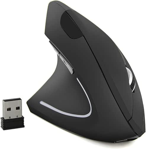 Left-Handed Mouse, Rechargeable 2.4G Wireless Ergonomic Vertical Mice with USB
