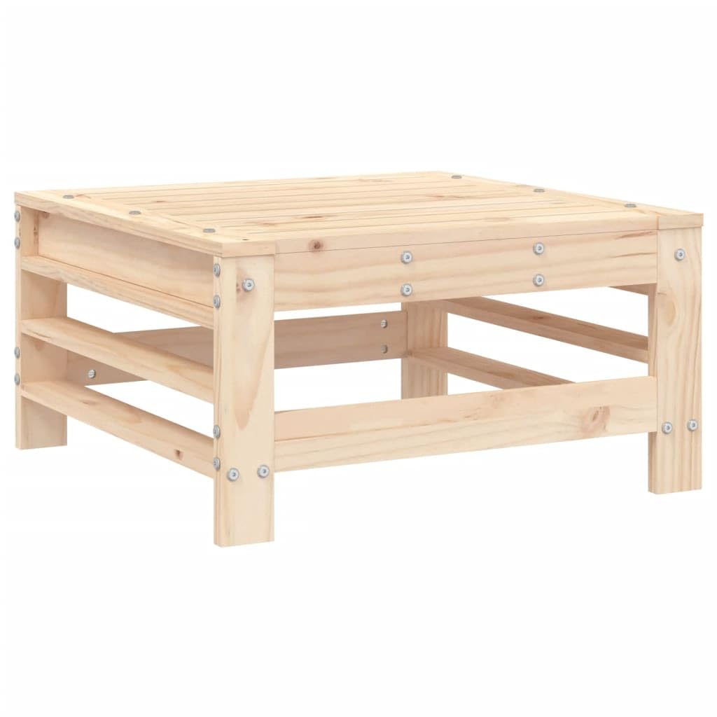 Taboret ogrodowy z poduszką, 2 szt. lite drewno sosnowe 57,5 x 57,5 x 30 cm, beżowa tapicerka Oxford, modułowy zestaw mebli do siedzenia na zewnątrz, odporny na warunki atmosferyczne, wygodny