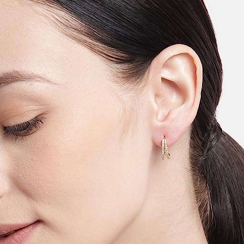 Image of ZAVYA 925 Sterling Silver Cubic Zirconia Circular Gold Plating Earrings | | Gift for Women and Girls | With Certificate of Authenticity and 925 Hallmark